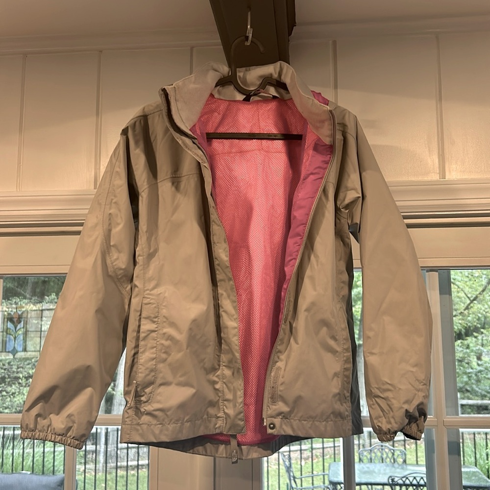 Girls size 10/12 North Face rain jacket coat gray